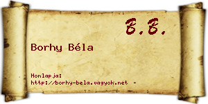 Borhy Béla névjegykártya