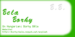 bela borhy business card